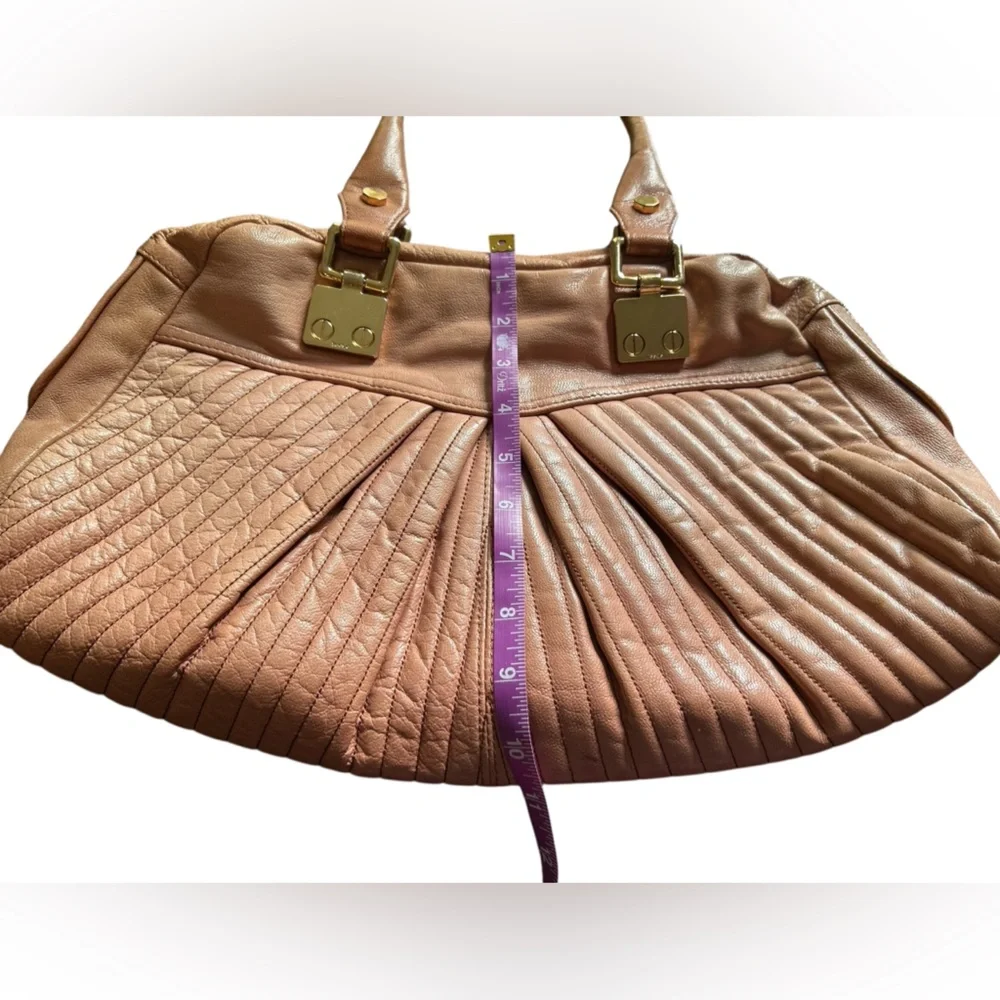 Treesje Women's Camel‎ Leather Satchel Handbag with Gold Hardware